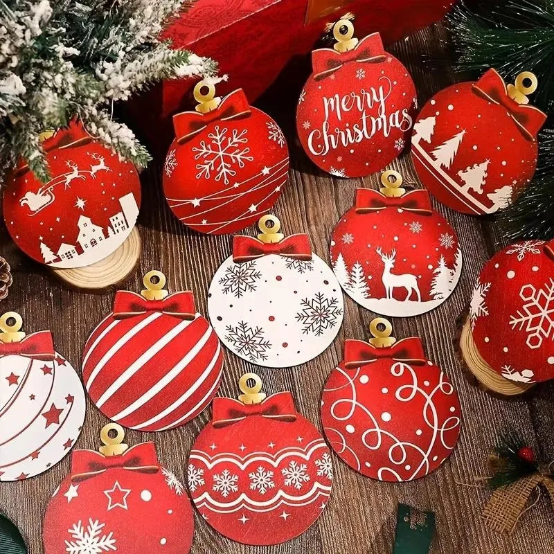 Novas bolas decorativas de madeira de natal decorações penduradas bolas de natal diy decorações de árvore de natal fontes de festa em casa