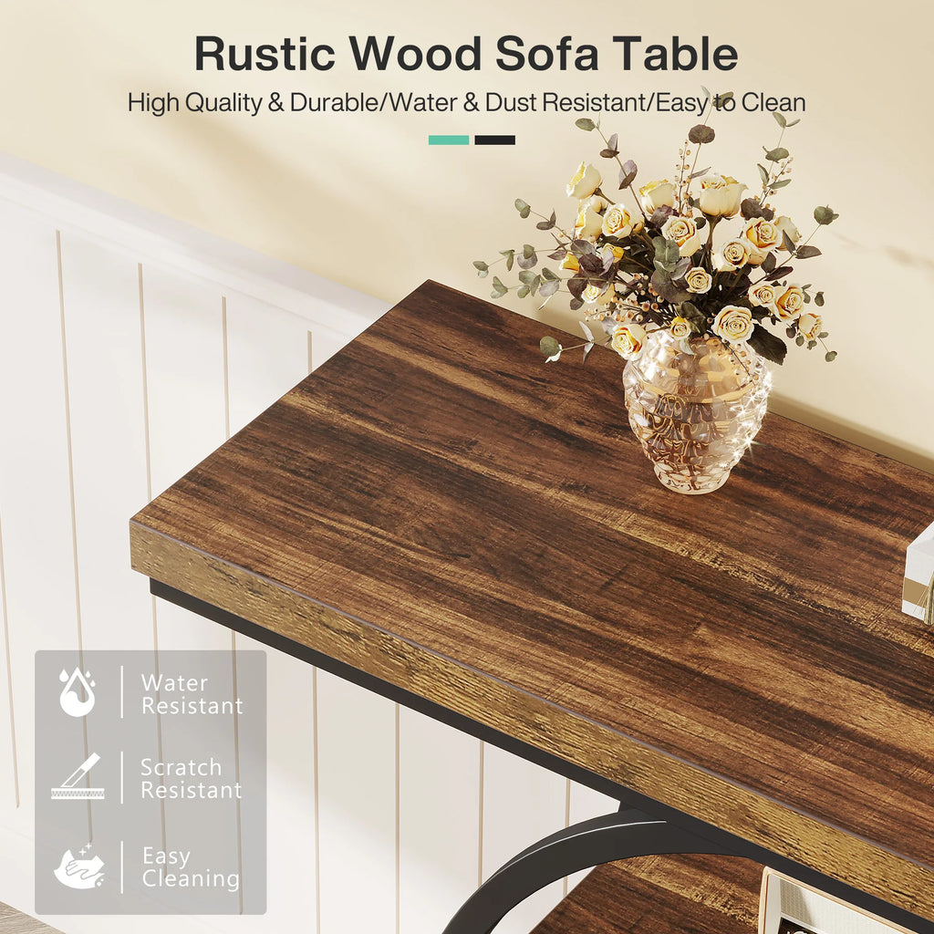 Industrial Entryway Console Mesa para Sala de Estar, Foyer Corredor Mesa para Entrada, 4-Tier Mesa, 41,3"