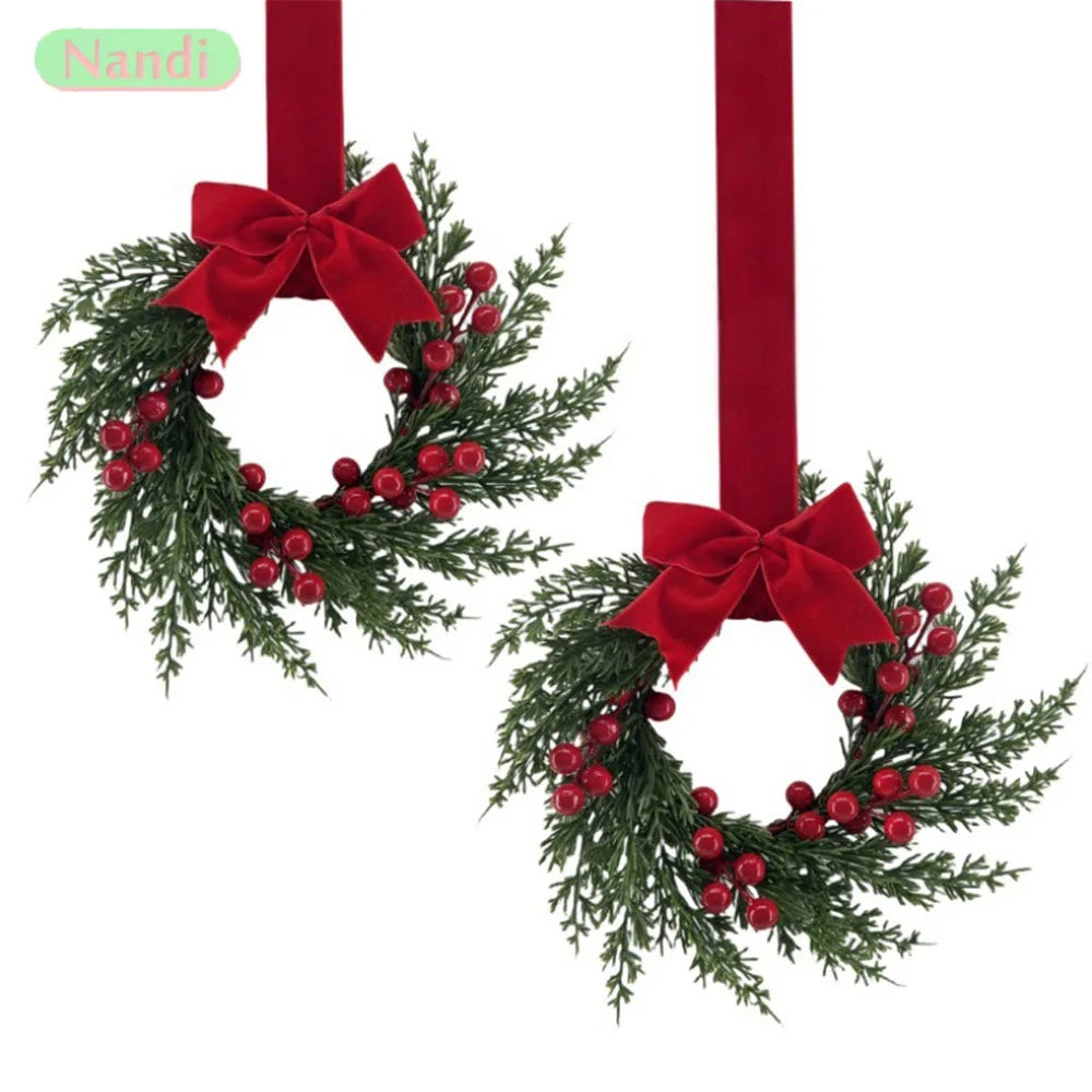 Decorações de Natal, Guirlanda Artificial, Arranjo para Janela, Guirlanda de Natal para Pendurar na Porta, Anel de Rattan, Artigos de Natal