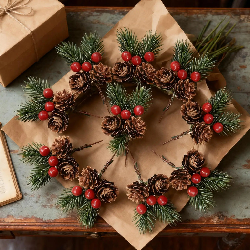 Decoração de natal picaretas 10 peças decoração artificial do feriado ramos de natal decorativos para cartões de felicitações de configuração de casamento