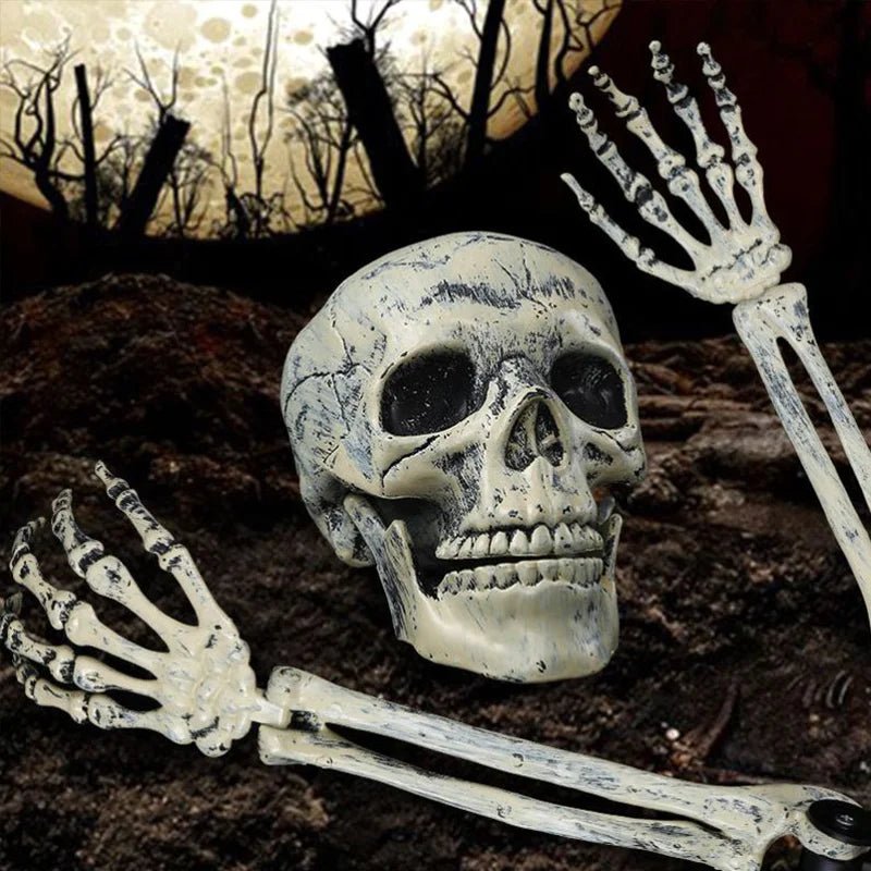 Decorações de halloween adereços assustadores esqueleto realista crânio & mãos halloween decoração para casa quintal brincadeira festivais fontes de festa - Kasa & Pet