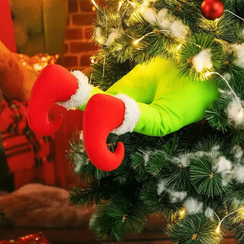 Enfeite de porta de pelúcia para decoração de árvore de Natal, enfeite de perna de elfo de Natal, acessório para pendurar em casa, presente surpresa.