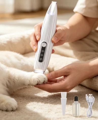 Aparador de Pelos Sem Fio HTMCK com LED, Baixo Ruído e à Prova d'Água para Cães e Gatos