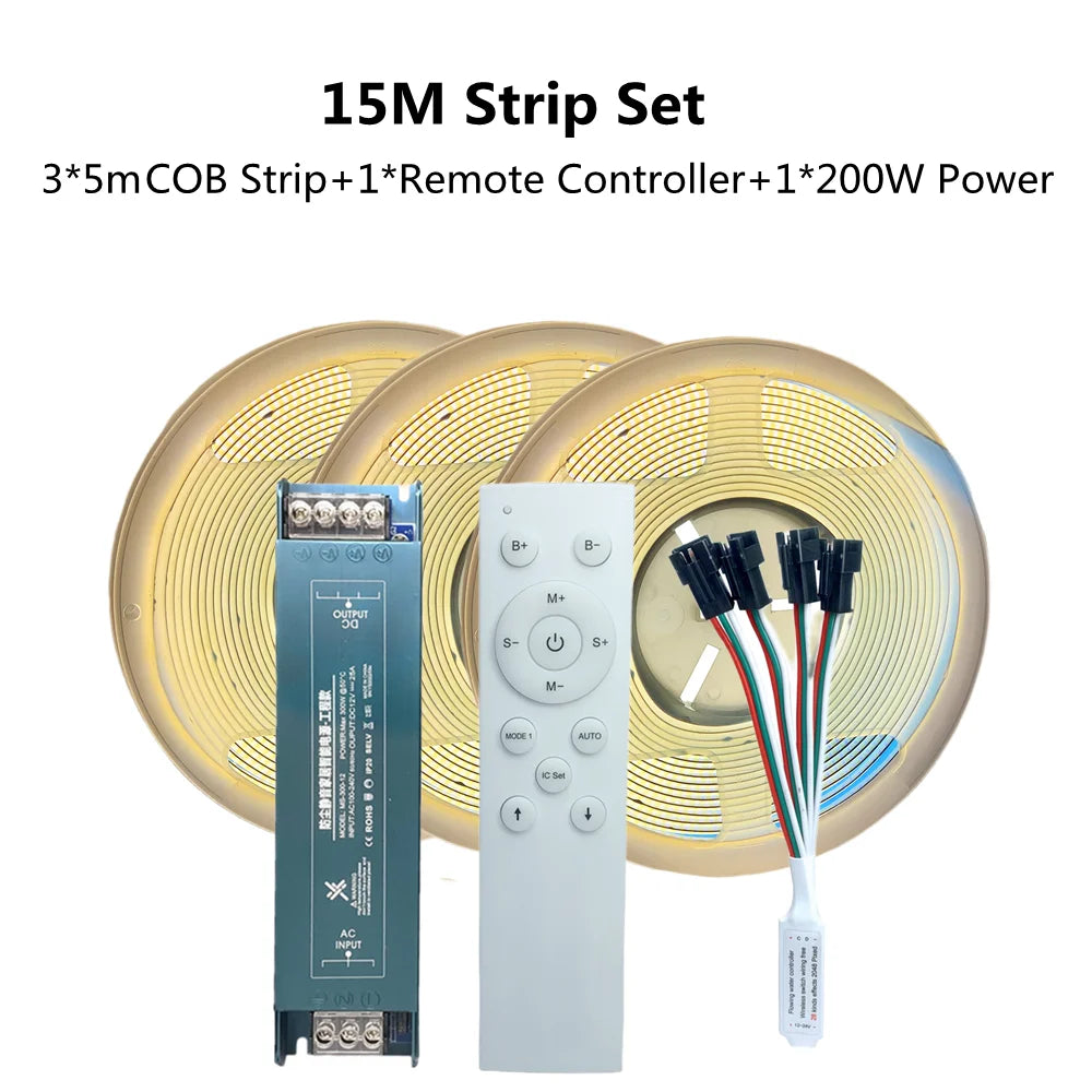 Cob ic cavalo corrida led luz de tira dc24v ws2811 água corrente fluindo fita lâmpada controle sem fio 5m 10m 20m iluminação linear cob