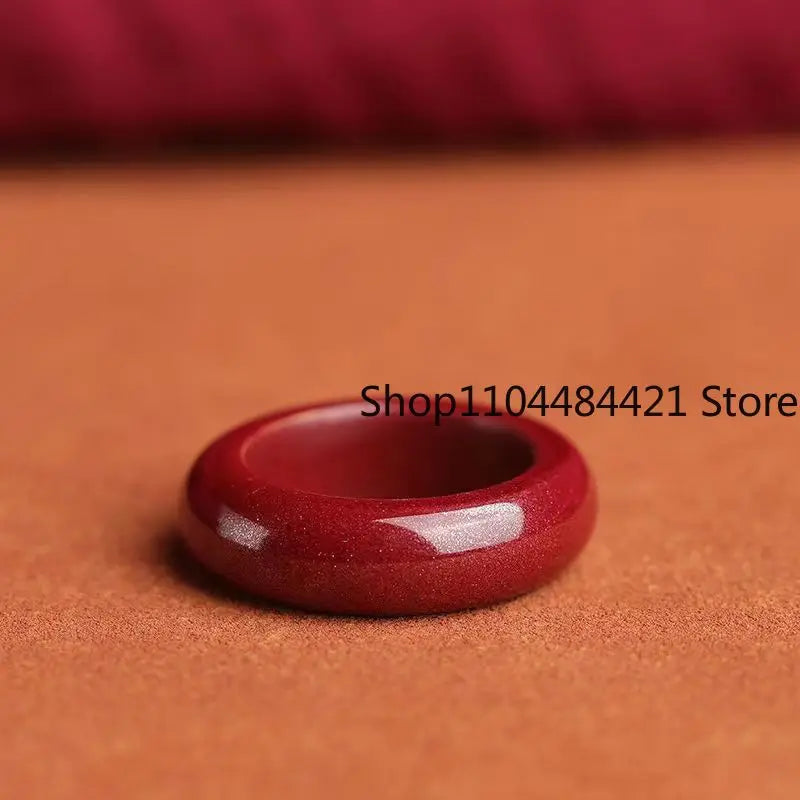 Anel de cinábrio, círculo liso de areia dourada roxa, ano de Natal masculino e feminino, anel vermelho