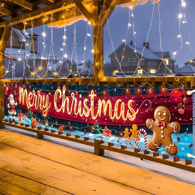 Banner de Natal para Exterior Decorações de Feliz Natal para Casa 2026 Decoração Externa Xmas Navidad Noel Natal Feliz Ano Novo 2027