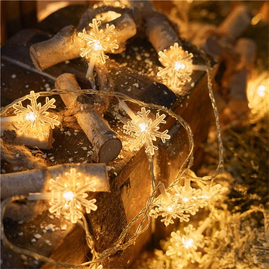 10/20/40leds natal luz de fadas corda usb/bateria alimentado árvore de natal feriado decoração de ano novo floco de neve luz corda