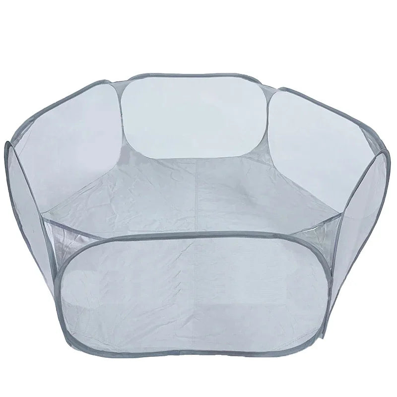 Gaiola pequena portátil para animais de estimação, gaiola transparente para cães e gatos, cercadinho para animais de estimação, cerca dobrável aberta para cães, hamster, coelho, cobaia