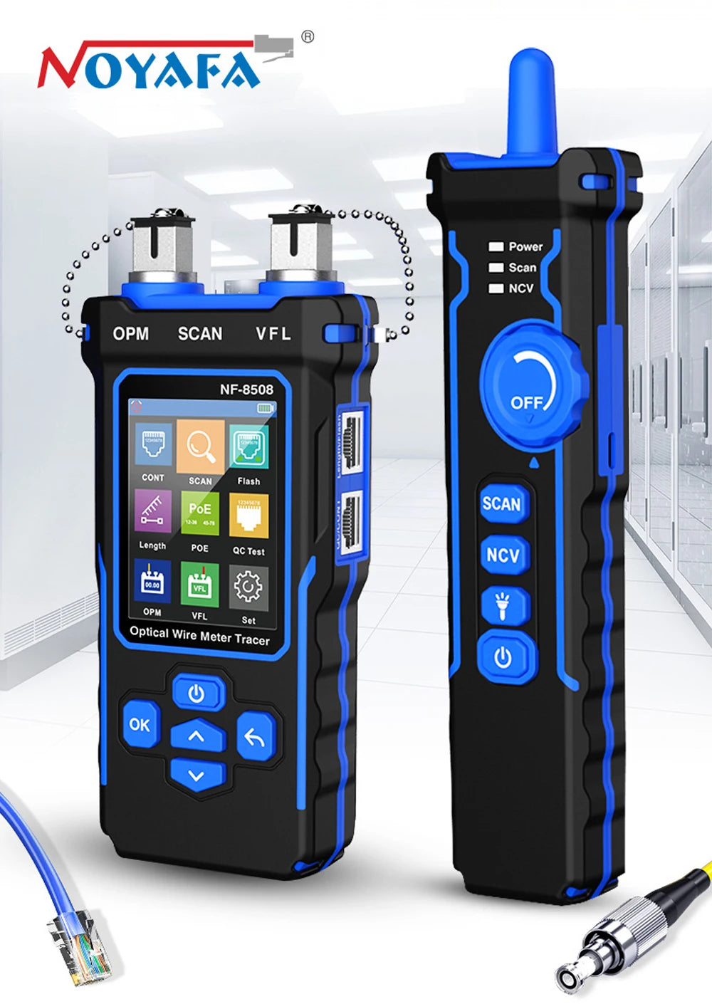Noyafa-Network Cable Tester, Ethernet Cable Tracker, OPM VFL PoE Checker, Medir Comprimento, Wiremap, Ferramentas de Rede, NF-8508