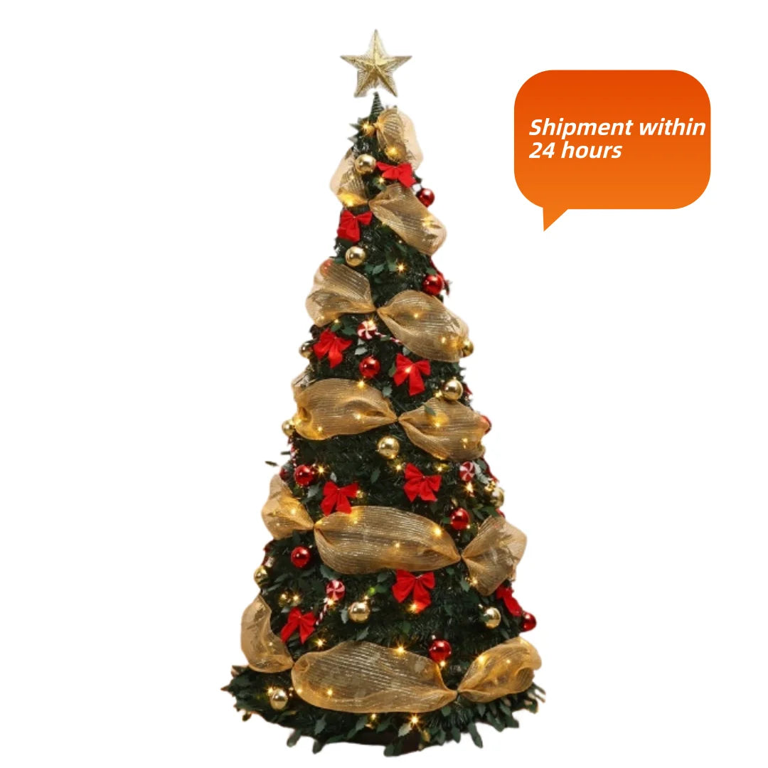 Árvore de natal retrátil decorativa dobrável pvc artificial árvore de natal para sala de estar shopping hotel-presente de natal