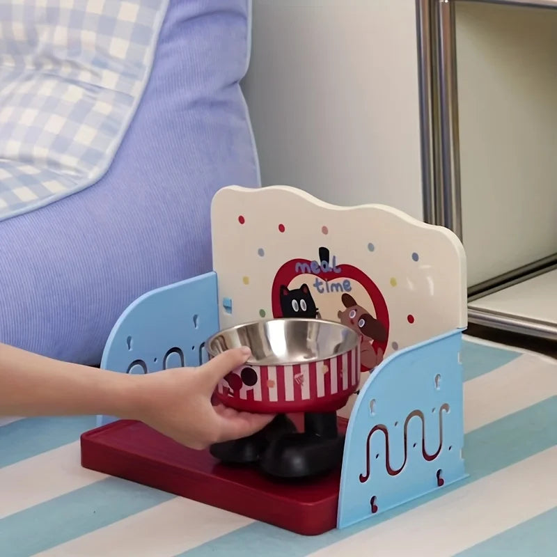 Mesa de Alimentação para Gatos e Cães, Antirrespingo, Antiderramamento, Fácil de Montar, Lavável, Estação de Alimentação para Tigelas de Comida e Água