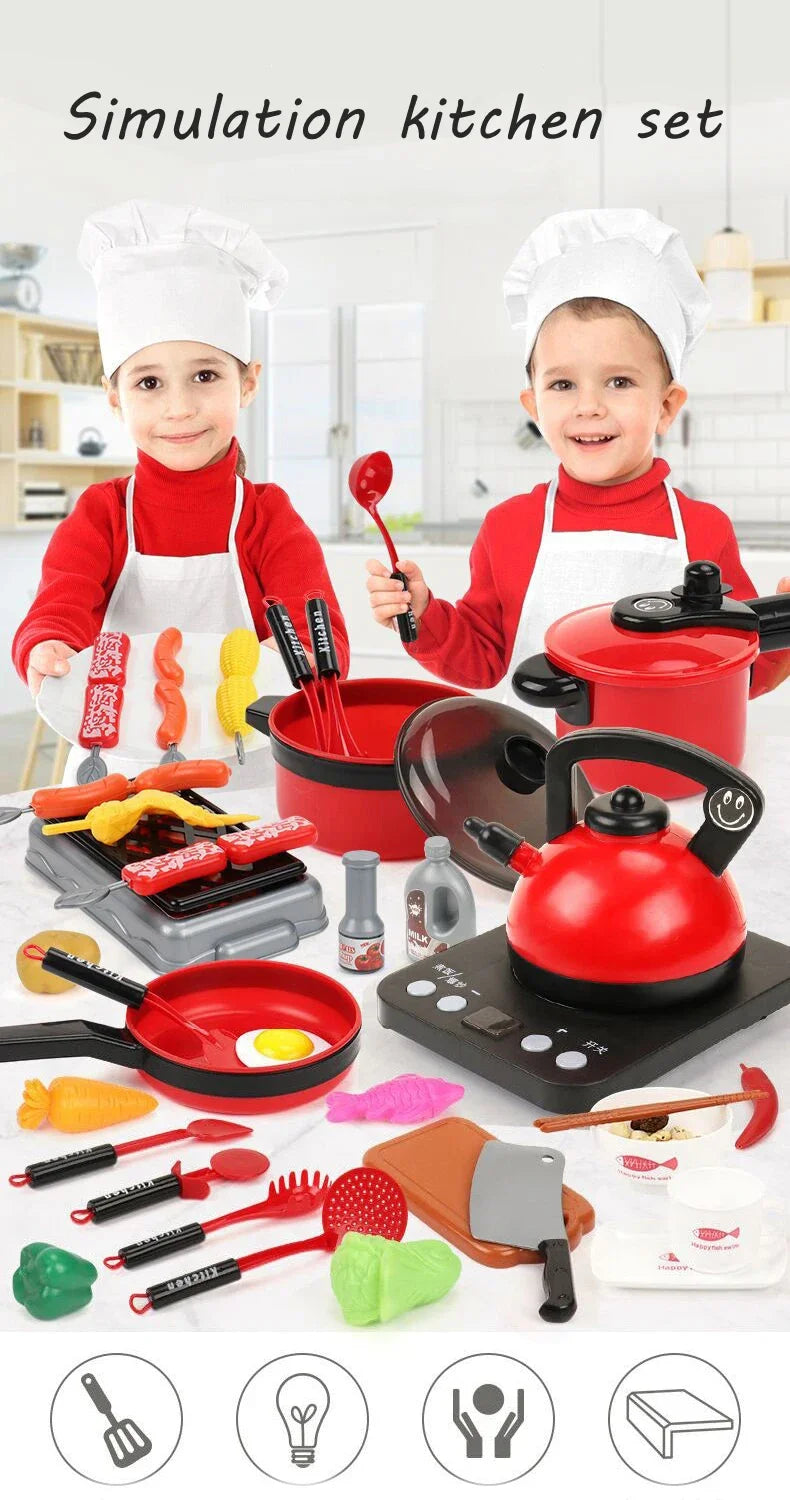 Conjunto de brinquedos de cozinha para crianças menina cozinhar bebê corte frutas cozinhar utensílios de cozinha simulação educação fingir jogar