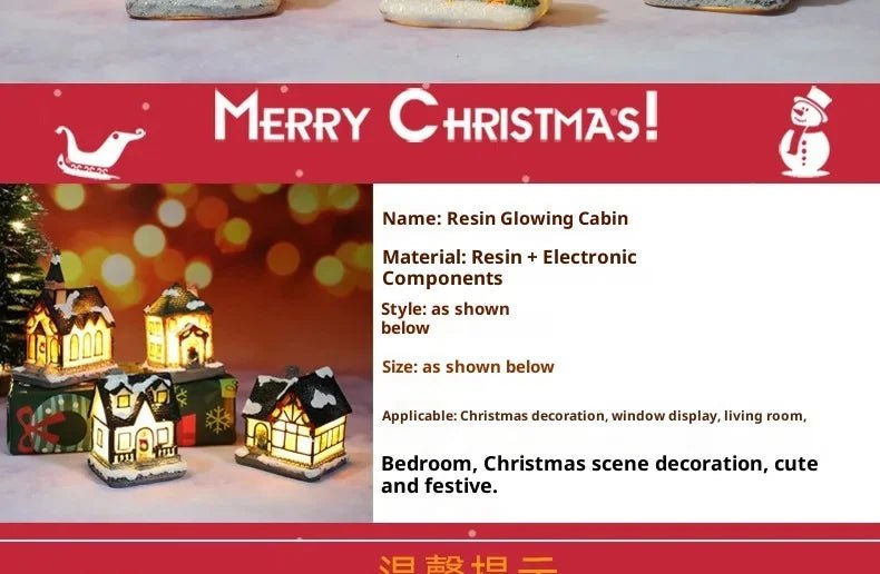 Natal led luz casa enfeites de árvore de natal led resina pequena vila casa natal brilho decoração presente feliz ano novo decorações dc05