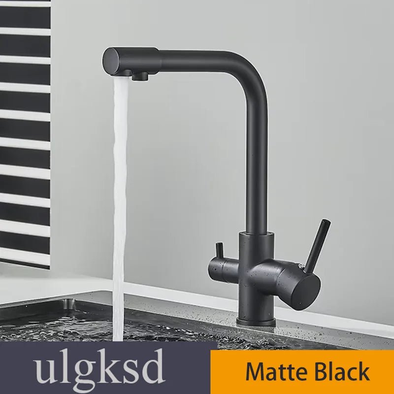 Ulksd torneira purificada cromada, torneira de cozinha com alça dupla, purificação de água potável, torneira misturadora de cozinha - Kasa & Pet