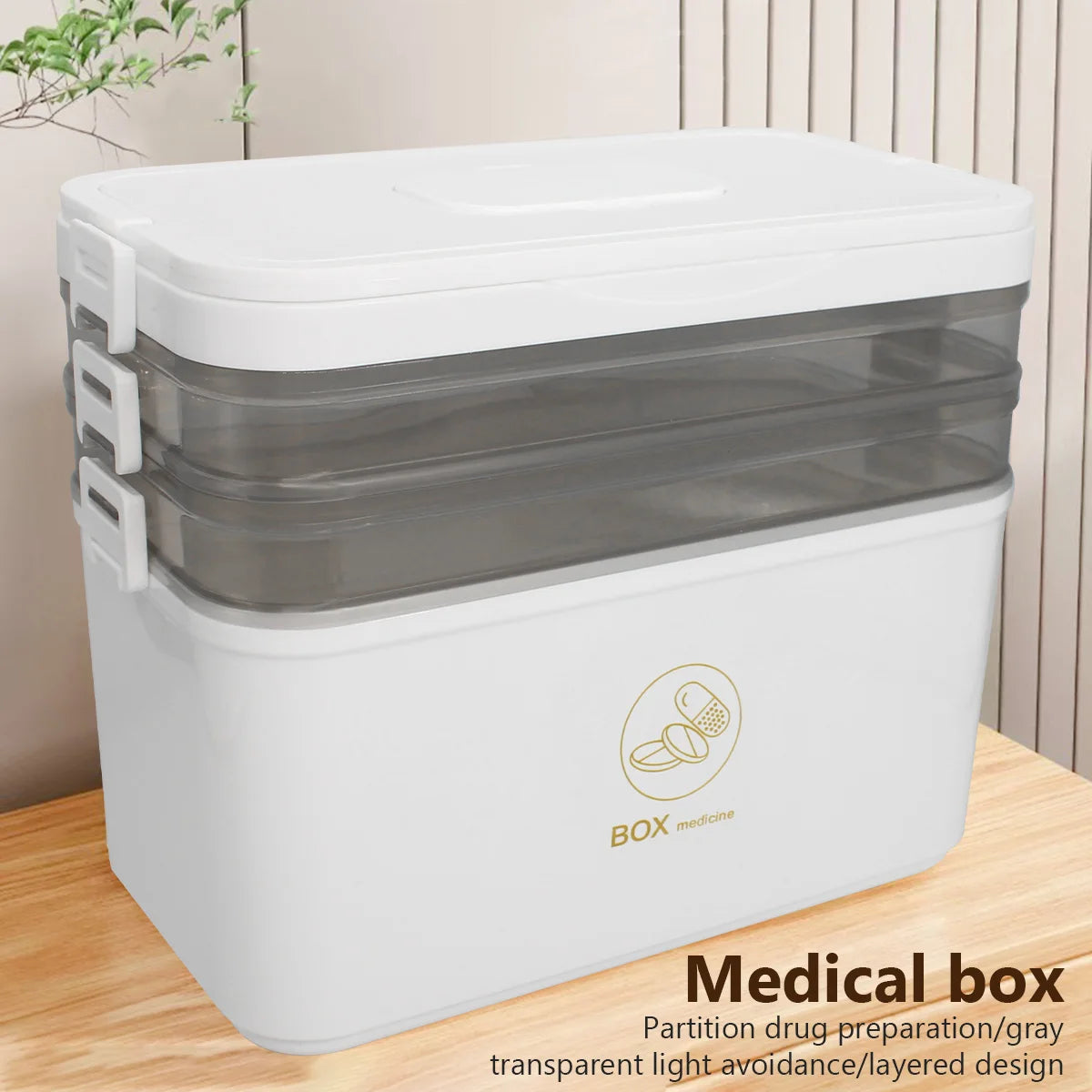 Caixa de Medicamentos Portátil de Grande Capacidade, Kit de Primeiros Socorros para Casa, Caixa de Medicamentos de Emergência Familiar com Estojo de Armazenamento de Medicamentos em Múltiplas Camadas
