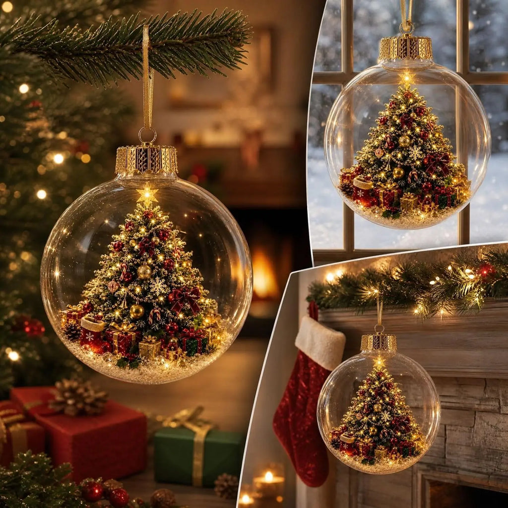 Bola de Natal Iluminada Brilhante, Ornamento de Vidro Pendurado para Decoração de Árvore de Natal, Festa em Casa e Festas de Natal