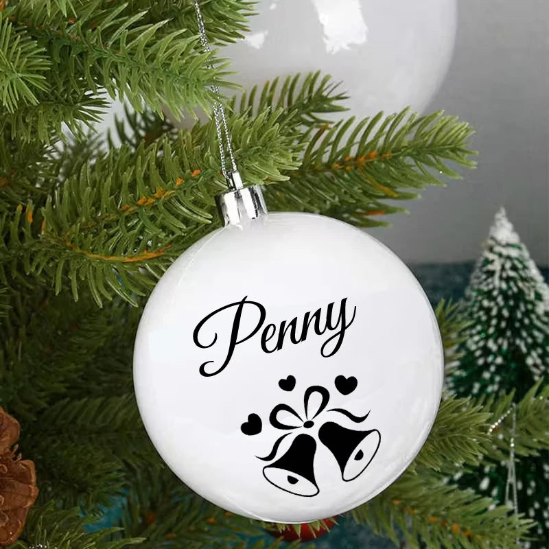 Enfeite de Natal Personalizado com Texto, Bola Decorativa Branca, Presente de Natal, Bola de Decoração de Cena Natalina Personalizada para Pendurar