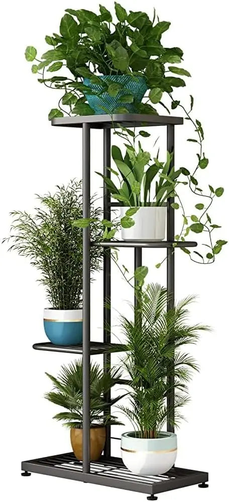 Suporte de Metal para Plantas de 4 Níveis para Uso Interno e Externo, Prateleira de Canto para Jardim, Varanda, Sala de Estar e Pátio