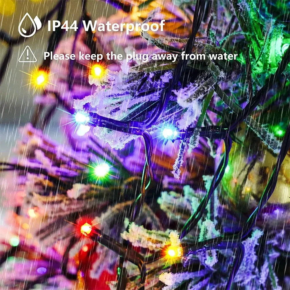 Luzes led para árvore de natal, guirlanda de ano novo para pátio, jardim, 1.5m/2m/3m, luz cascata, decoração de natal 2025