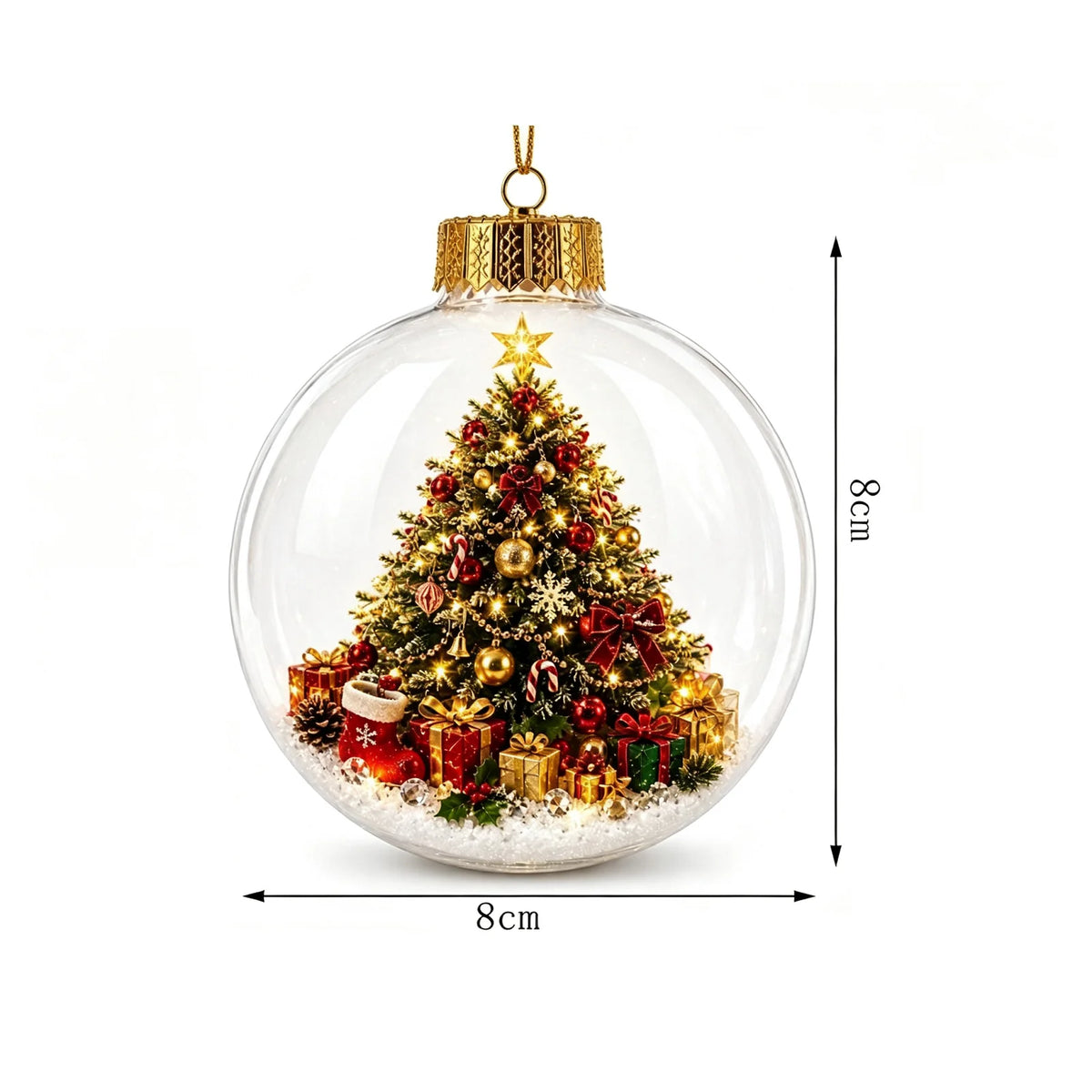 Bola de Natal Iluminada Brilhante, Ornamento de Vidro Pendurado para Decoração de Árvore de Natal, Festa em Casa e Festas de Natal