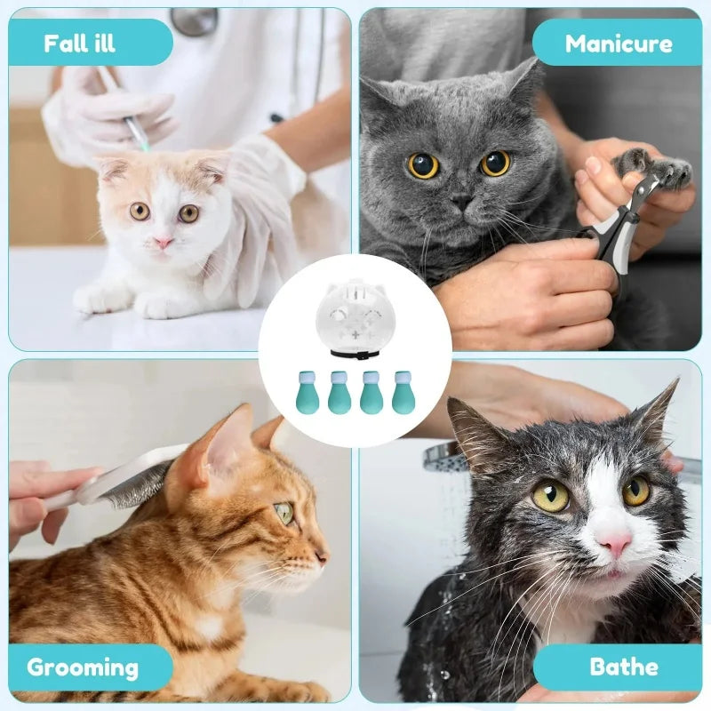 1 Conjunto de Capuz Protetor para Gatos, Acessório de Higiene para Animais de Estimação, Anti-Mordida, Anti-Lambida, Respirável, com 4 Protetores de Patas de Silicone