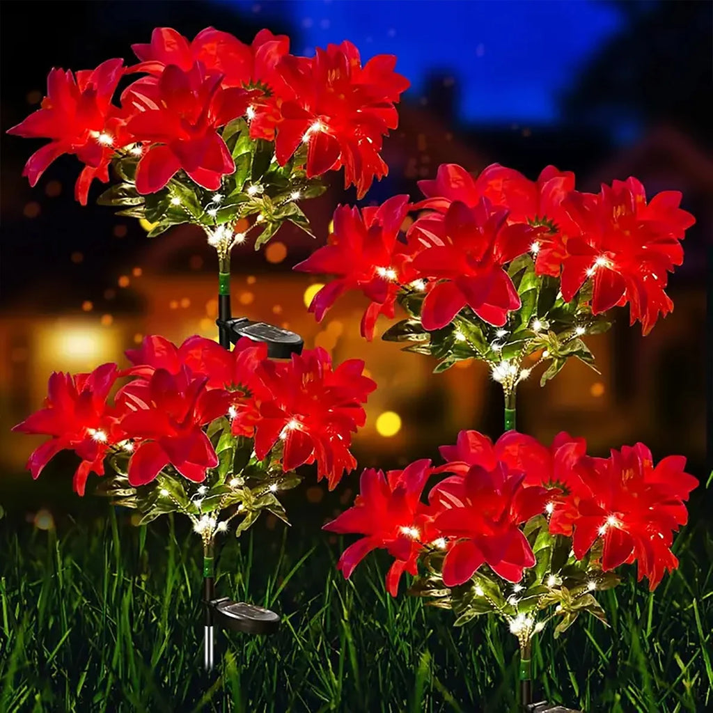 Luz de Flor Artificial de Natal LED Solar, Ideal para Decorar Jardins, Gramados e Pátios