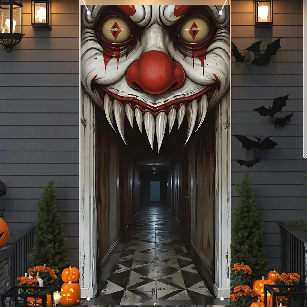Decorações de halloween capa de porta, bruxa assustadora e tema zumbi decoração de parede, interior ao ar livre casa assombrada decoração temática 2d scen