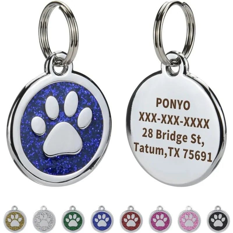 Etiquetas de Identificação para Animais de Estimação com Gravação Gratuita, Pingente Anti-perda para Coleira, Tag Personalizada com Nome de Cachorro, Decoração de Pata de Gato, Produto Personalizado Kasa & Pet