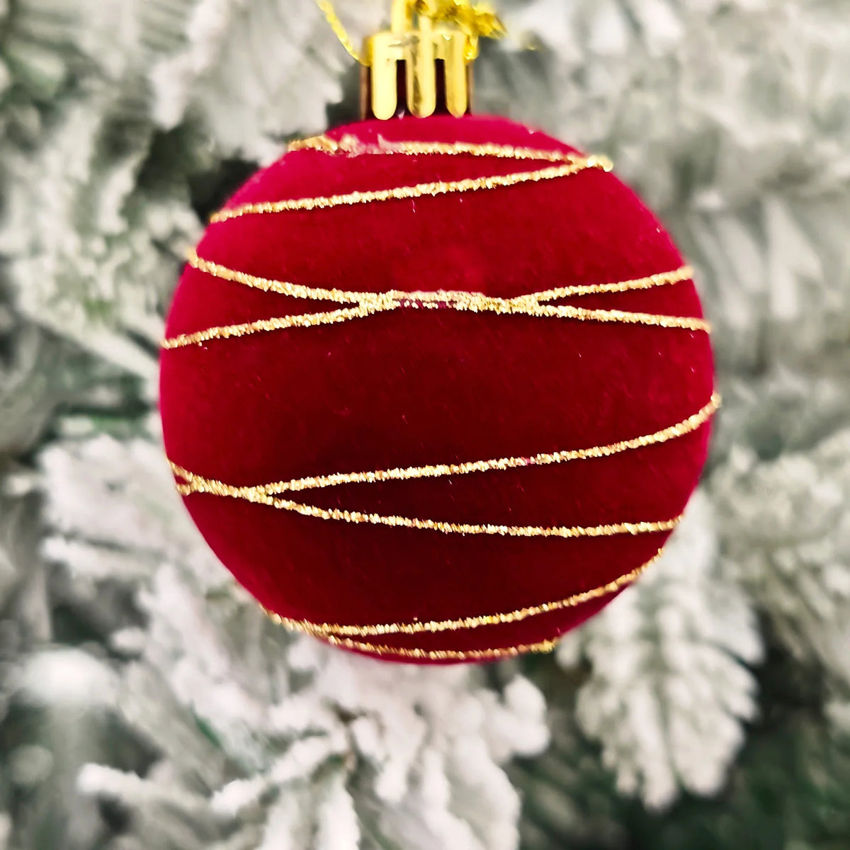 30 Bolas de Natal de Veludo, Enfeites de 6CM, Bolas de Natal Flocadas, Pingentes para Pendurar na Árvore de Natal, Decoração Festiva para Casa
