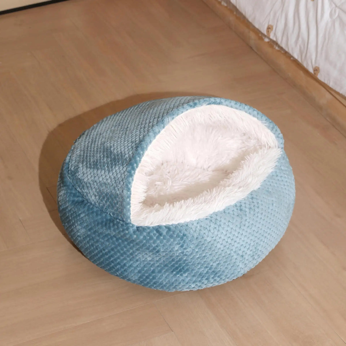 Cama para Animais de Estimação 2 em 1 de Pelúcia Macia 50CM com Capa, Cama Redonda para Gatos, Colchão para Filhotes, Ninho Quente para Cães e Gatos