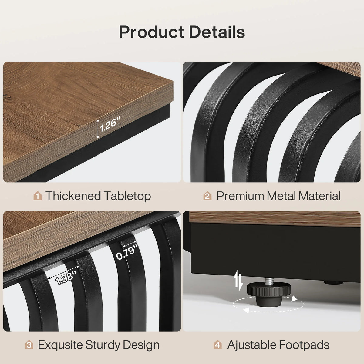 Mesa final pequena Tribesigns, lado estreito ou suporte de cabeceira, mesa de destaque com design de 3 camadas com estrutura de metal, mesa de cabeceira industrial