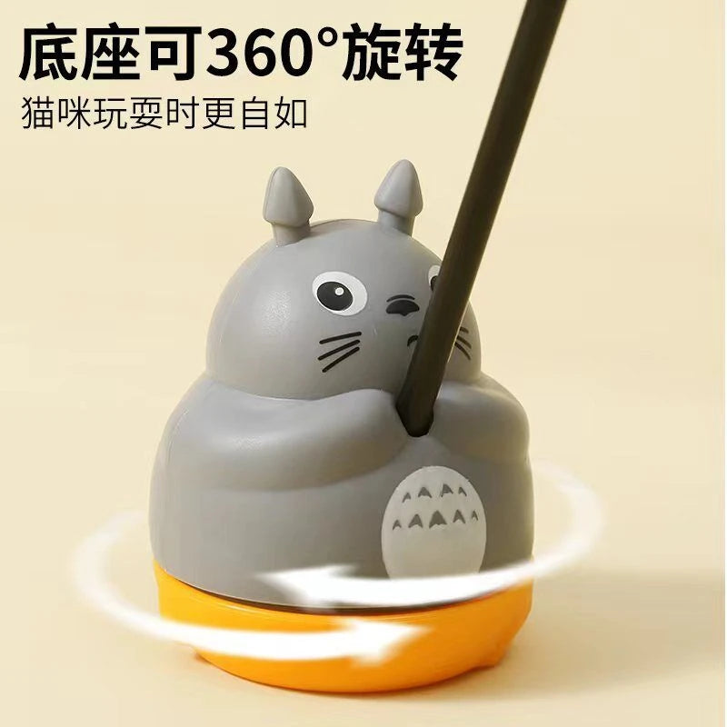 Varinha de Brincar para Gatos com Base Rotativa, Fio de Aço Longo e Pena, Brinquedo Interativo para Alívio do Estresse e Exercício em Ambientes Internos para Gatinhos