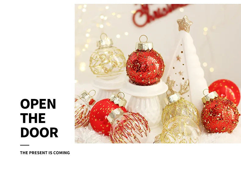 25 pçs 6cm bolas de natal bola grande árvore de natal pingente ornamentos para decoração de festa 2025 ano novo navidad presentes acessório ljiao