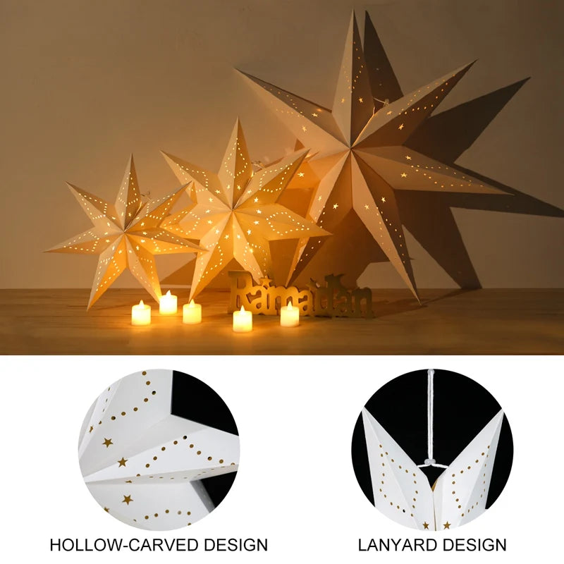 Estrela oca pendurado pingentes ramadan decoração 2024 para casa navidad natal noel presentes enfeites de natal ano novo 2024