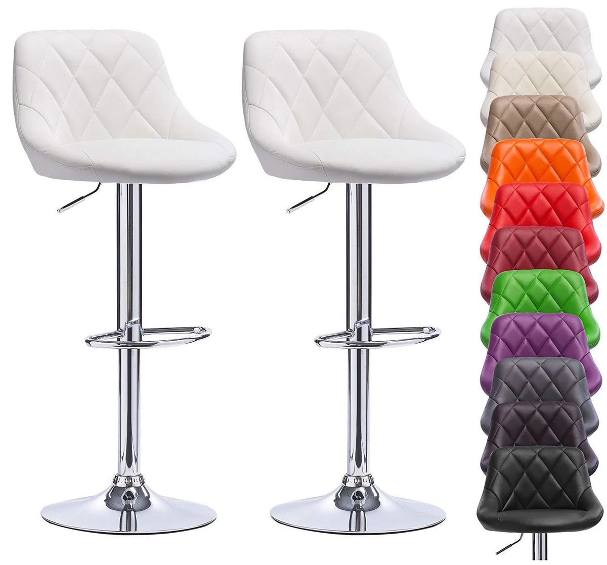 2-Lot Banqueta de bar com assento acolchoado e altura ajustável 360 °   sete cores disponíveis