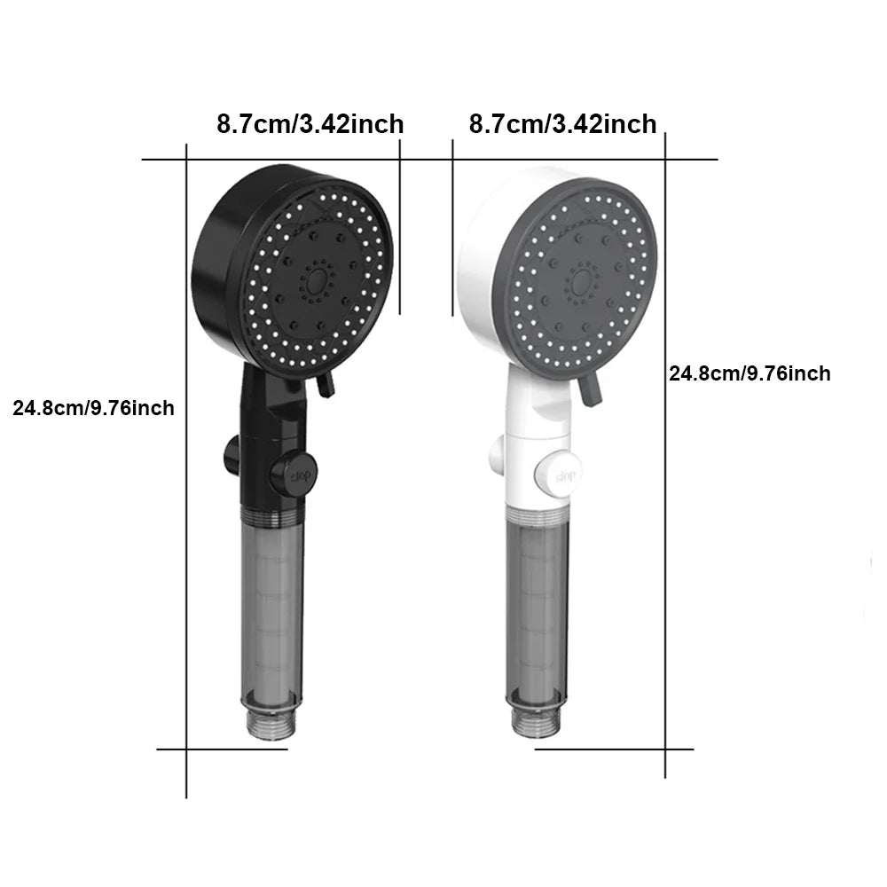 10 spray de alta pressão de poupança de água filtrada cabeça de chuveiro portátil resistência à queda preto branco banheiro chuveiro bocal