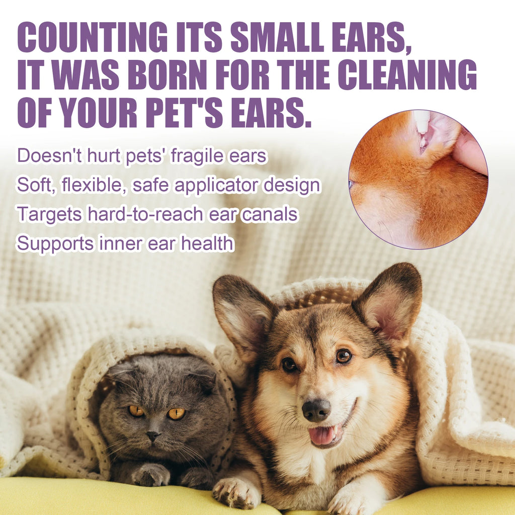 Limpador de ouvidos para cães e gatos, alivia o odor, remove cera dos ouvidos, gotas de limpeza suave, previne coceira