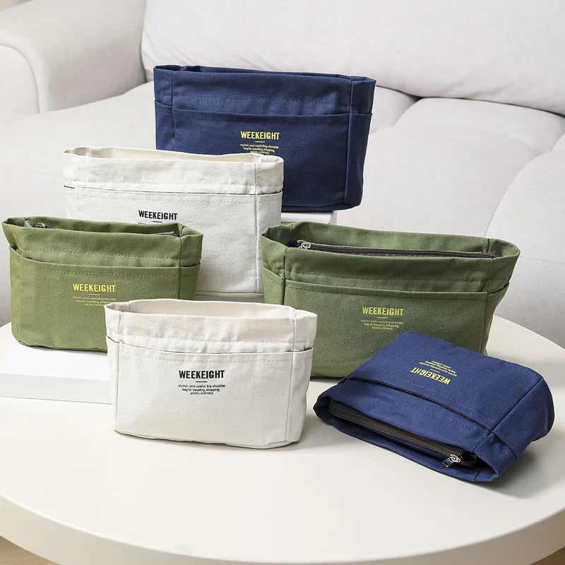 Organizadores de armazenamento de lona com cordão Bolsa forro com vários bolsos Bolsa de armazenamento de viagem portátil leve