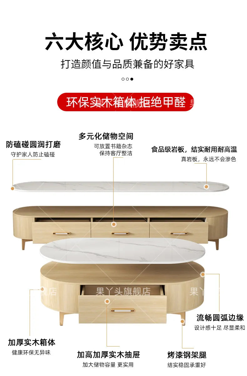 Mesa de Jantar, Mesa de Centro para Escrita e Café, Gavetas Móveis, Mesa Lateral de Luxo com Armazenamento para Sala de Estar, Mesa Auxiliar Moderna, Móveis Modernos