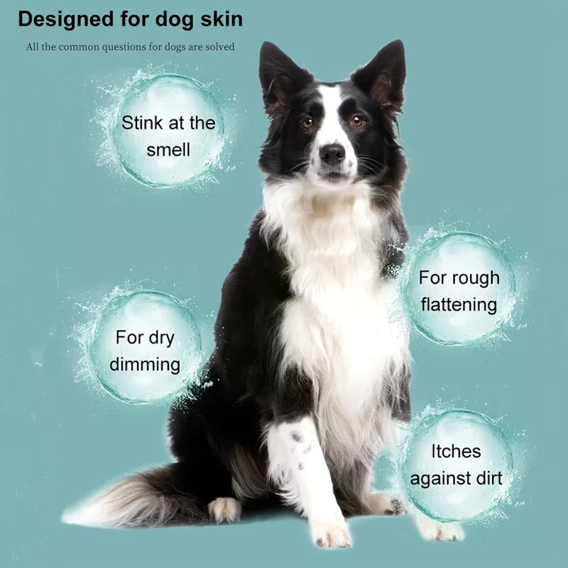 Shampoo para animais de estimação, para cães, pele seca, alívio de coceira, anti-pulgas, banho, chuveiro para animais de estimação, anti-rasque, gatos, cuidados com o cabelo, limpeza, gel de banho, sabonete