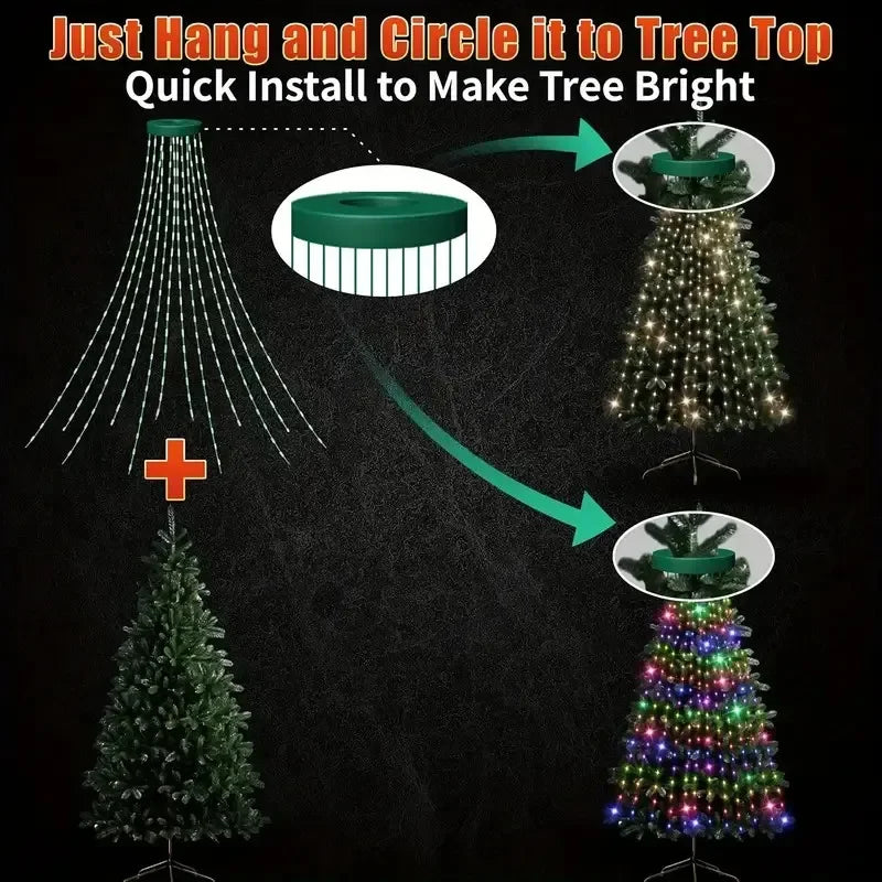 Luzes de Natal de 7,87 pés com 400 LEDs, Luzes de Cordão LED RGB Inteligentes IP68 para Decoração de Feriados em Árvores Internas e Externas com Controle por Aplicativo