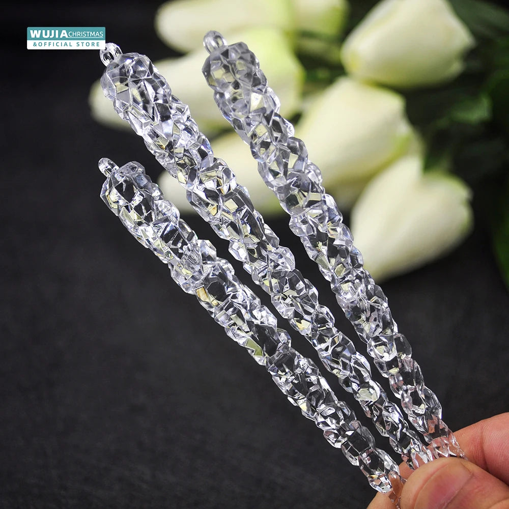 Simulação de Natal Icicles acrílicos, ornamento de Natal, gelo falso para festa de inverno, decoração de ano novo, 15cm, 6 peças