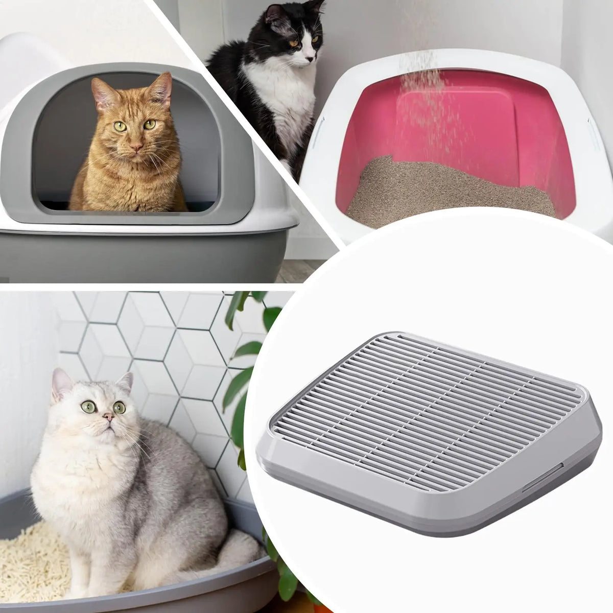 Tapete coletor de areia para gatos, rampa para gatos, bandeja com filtro de dupla camada e base antiderrapante, fácil de limpar, acessórios para limpeza.
