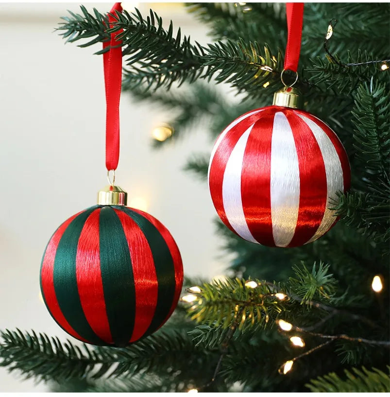 Novo 6 pçs conjunto de bola de natal pingente decorativo seda janela de natal atmosfera decoração árvore de natal bola de espuma pingentes