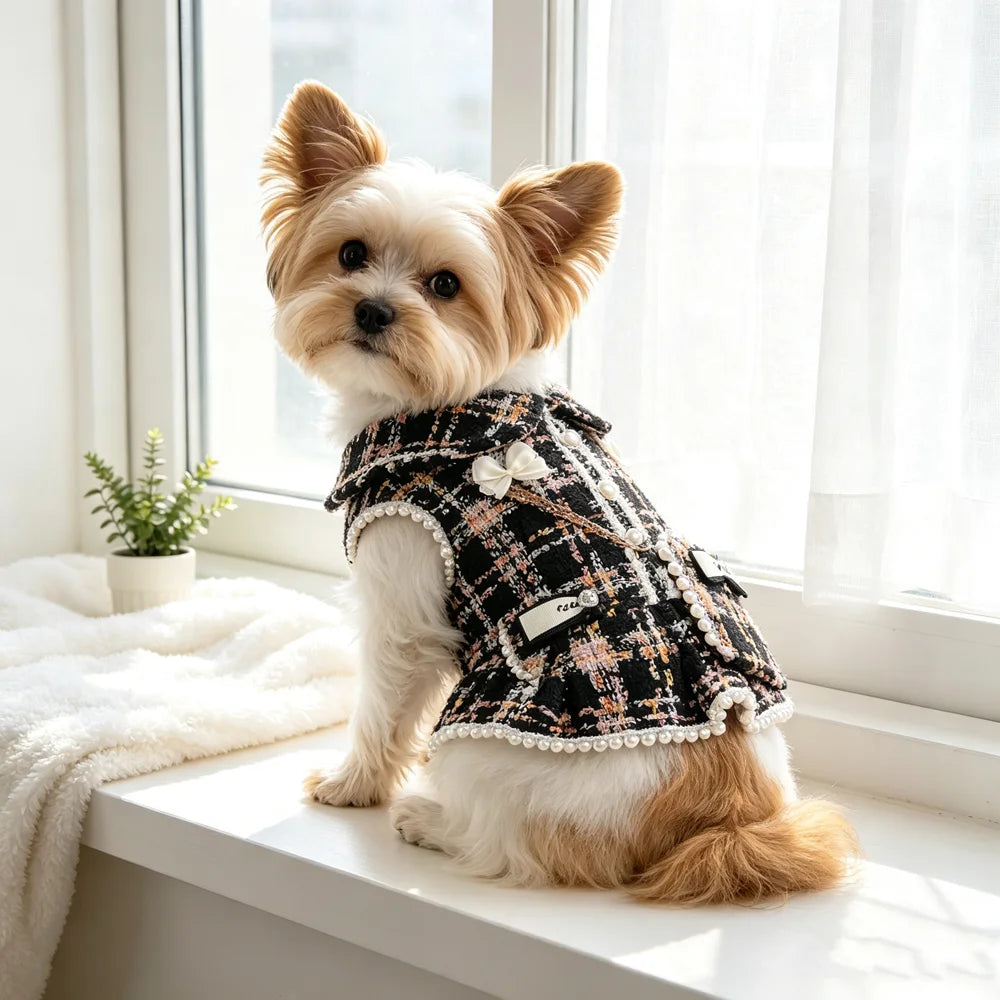 Fantasia de cachorrinho pérola para cães pequenos, chihuahua, yorkie, outono, inverno, roupa de princesa para animais de estimação, halloween, para gatos fêmeas