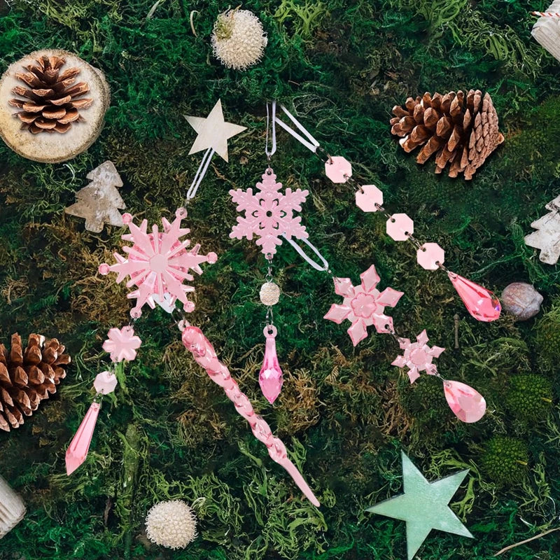Ornamentos de cristal acrílico de natal decoração de festa de natal 2025 natal floco de neve enforcamentos navidad natal presente de ano novo 2026