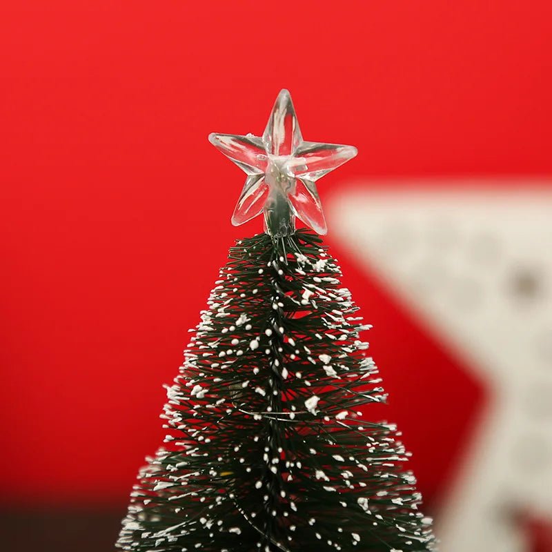 Luminoso mini árvores de natal luzes led decoração para casa velas eletrônicas presentes das crianças ano novo festa de natal ornamento