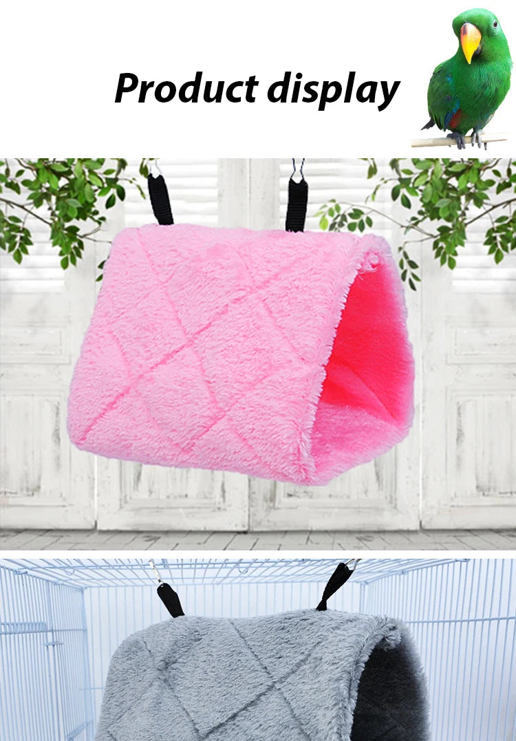 Inverno pet pássaro papagaio gaiolas quente pelúcia rede cabana tenda cama pendurado caverna para dormir e incubação acessórios de pássaros