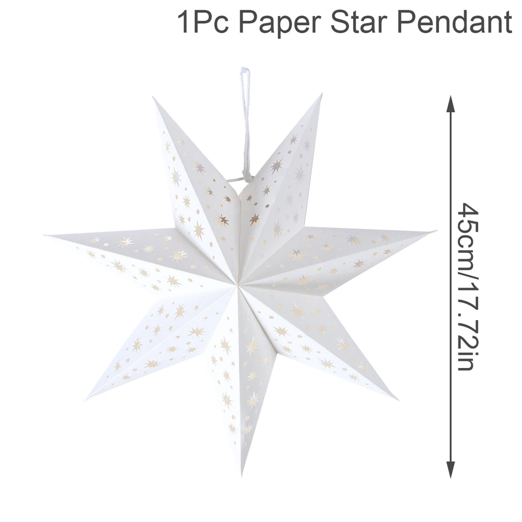 Estrela oca pendurado pingentes ramadan decoração 2024 para casa navidad natal noel presentes enfeites de natal ano novo 2024