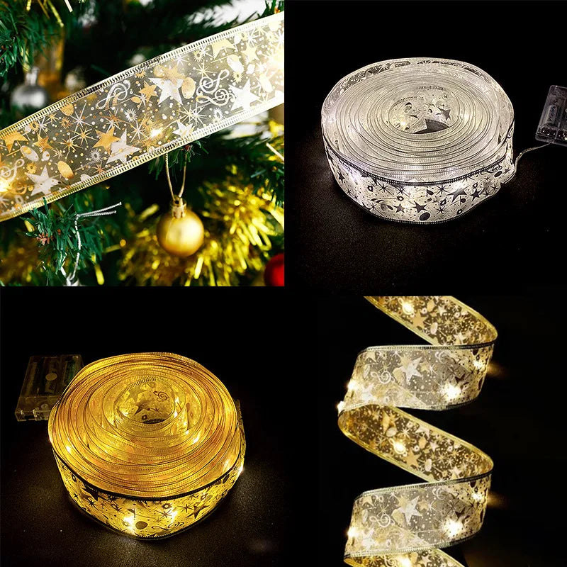 Decoração de natal fita luzes de fadas ornamento da árvore de natal luzes da corda de natal navida natal decoração de ano novo 2025
